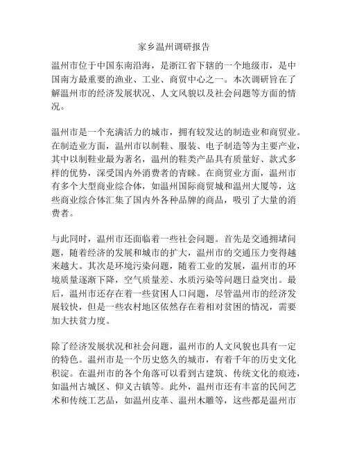 家乡温州调研报告