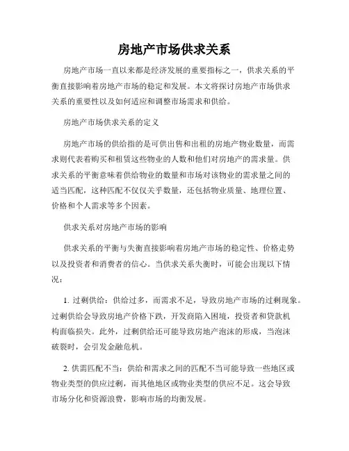 房地产市场供求关系