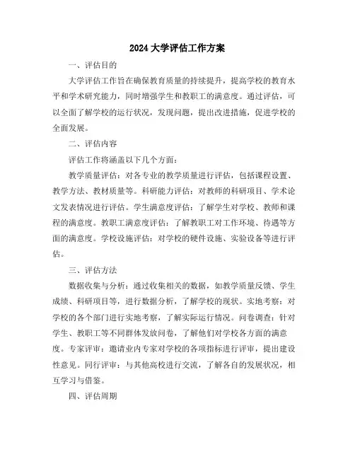 2024大学评估工作方案