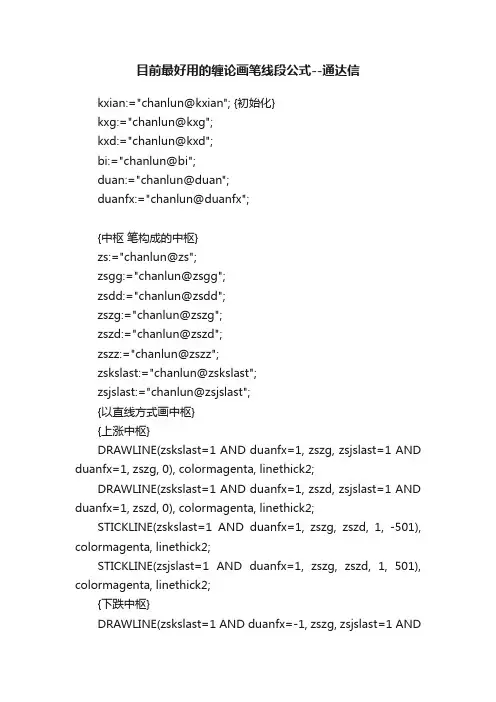 目前最好用的缠论画笔线段公式--通达信