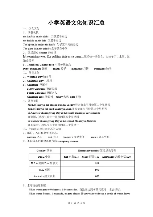 小学英语文化知识大全
