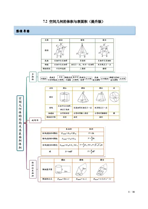 空间几何的体积与表面积 高考数学一轮复习(提升版)(新高考地区专用)
