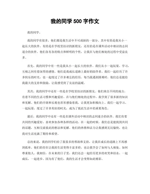 我的同学500字作文