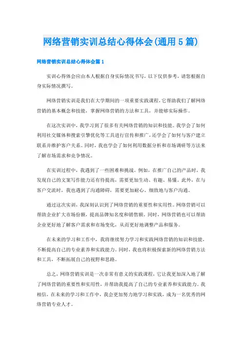 网络营销实训总结心得体会(通用5篇)