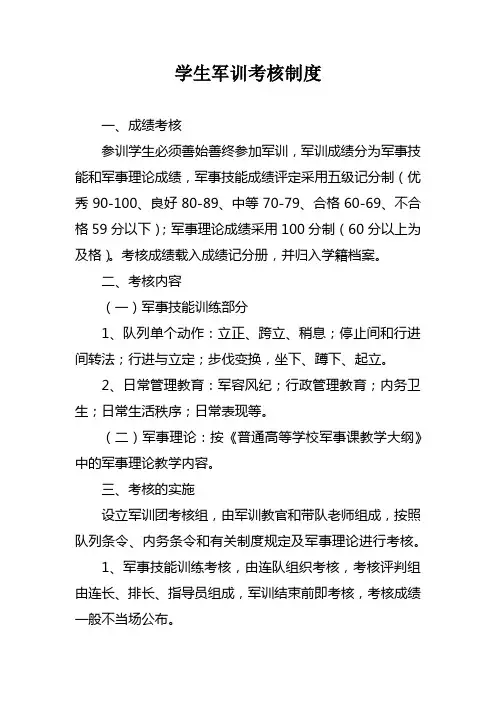 学生军训考核制度