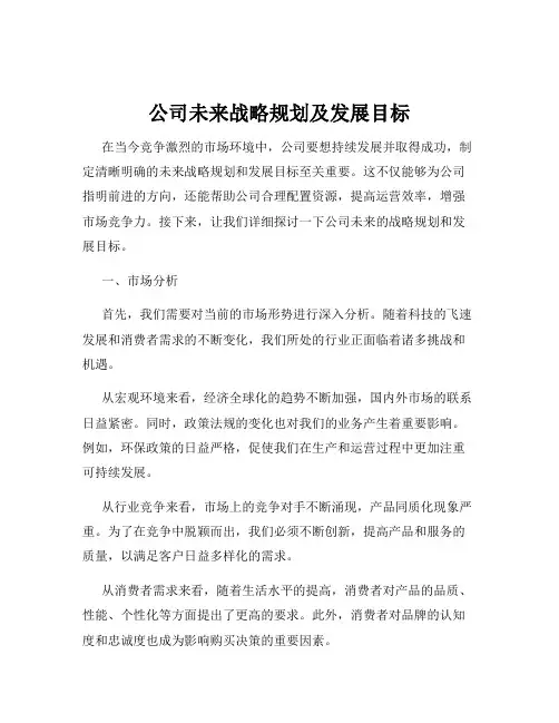公司未来战略规划及发展目标