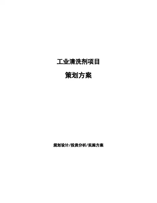 工业清洗剂项目策划方案
