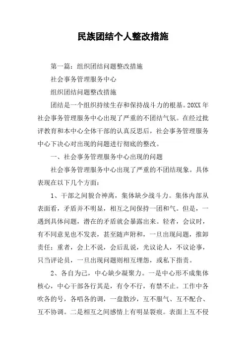 民族团结个人整改措施