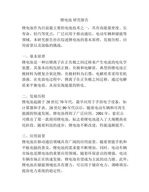 锂电池 研究报告