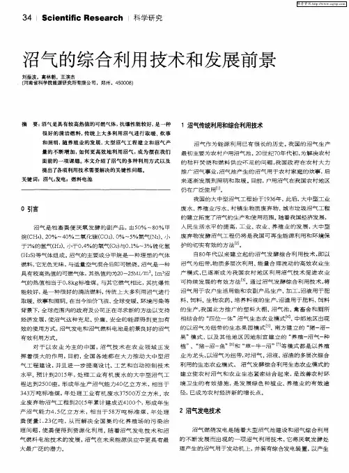 沼气的综合利用技术和发展前景