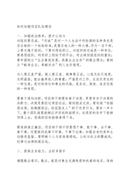 如何加强项目队伍建设