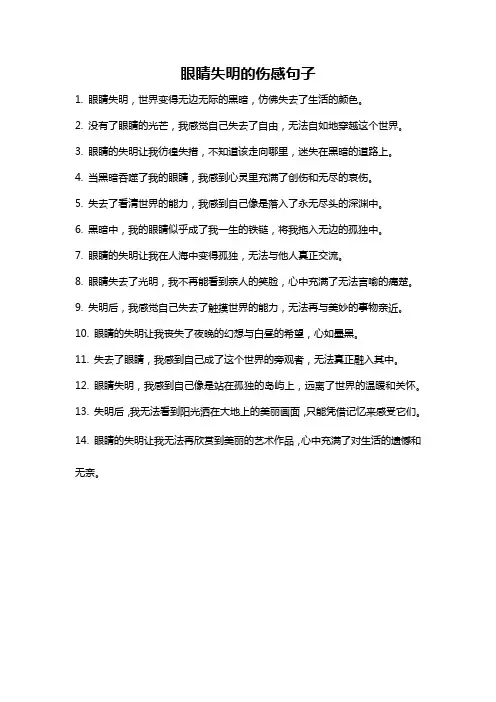 眼睛失明的伤感句子