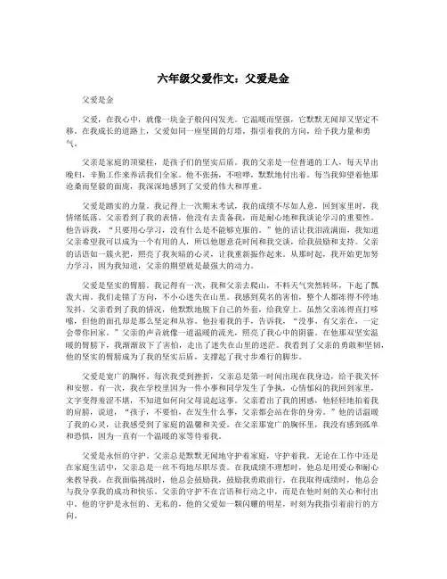 六年级父爱作文：父爱是金