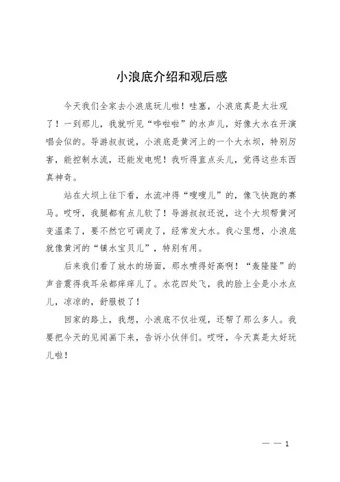 小浪底介绍和观后感