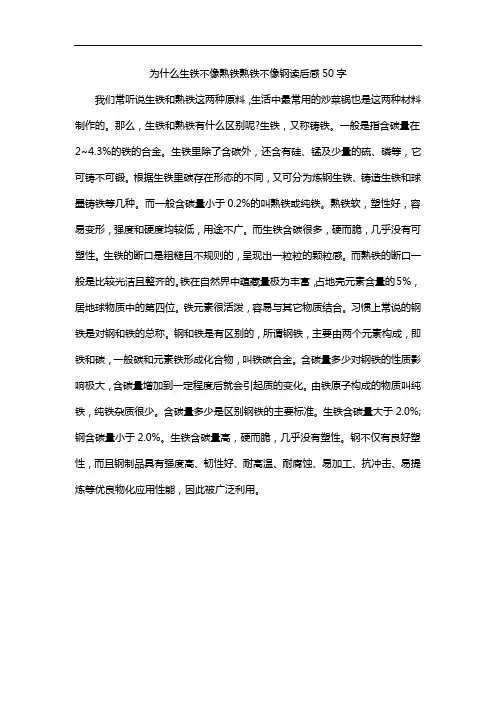 为什么生铁不像熟铁熟铁不像钢读后感50字