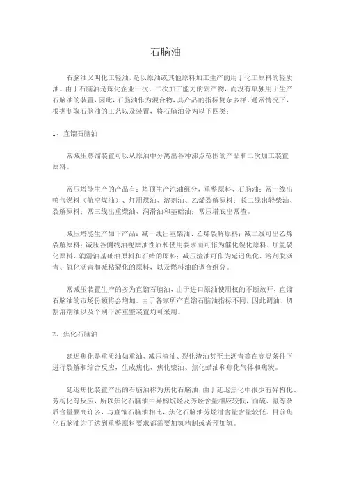 石脑油的分类