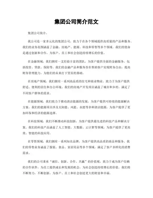 集团公司简介范文