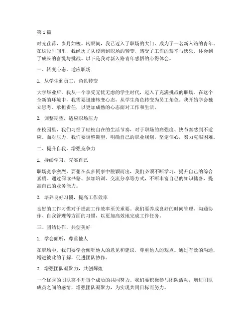 新入路青年感悟心得体会(3篇)