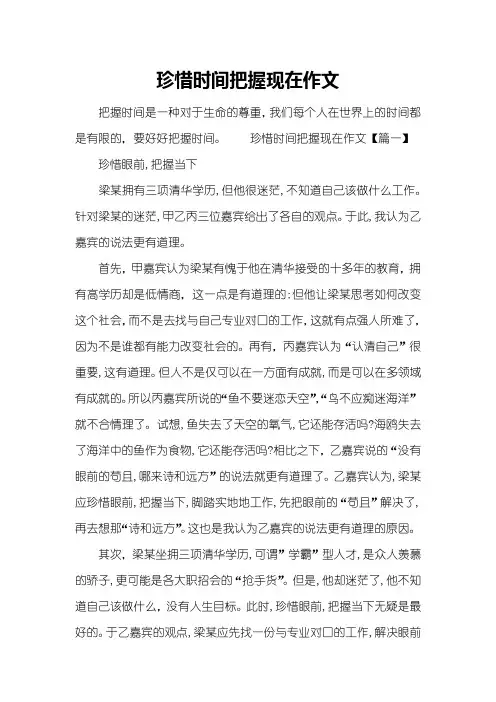 珍惜时间把握现在作文