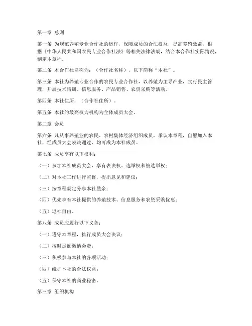 养殖专业合作社章程模板
