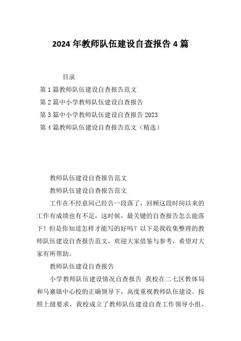 2024年教师队伍建设自查报告4篇