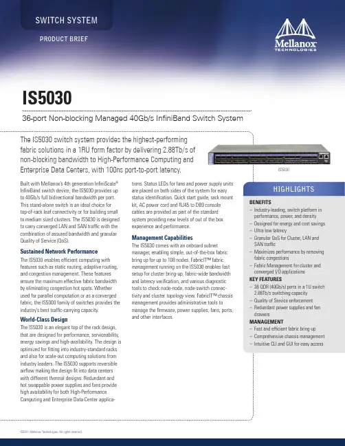 Mellanox IS5030 Switch System产品简介说明书