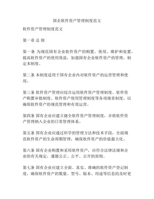 国企软件资产管理制度范文