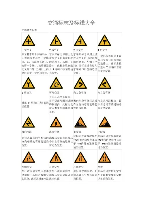 交通标志及标线大全