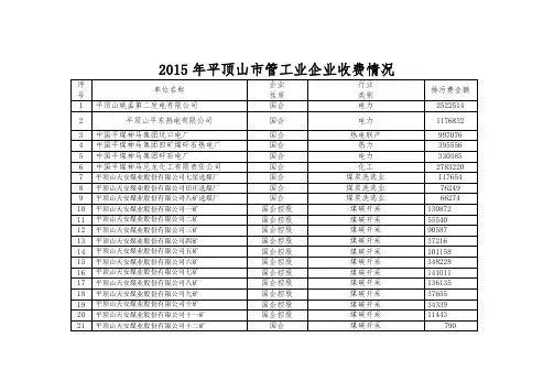 平顶山管工业企业基本情况表