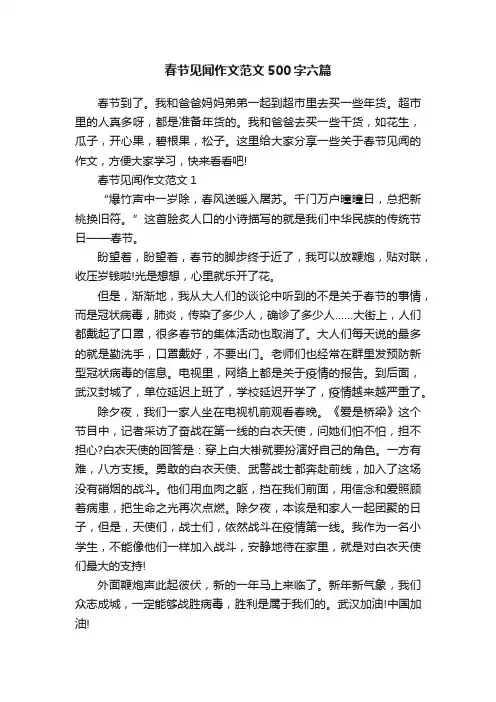 春节见闻作文范文500字六篇