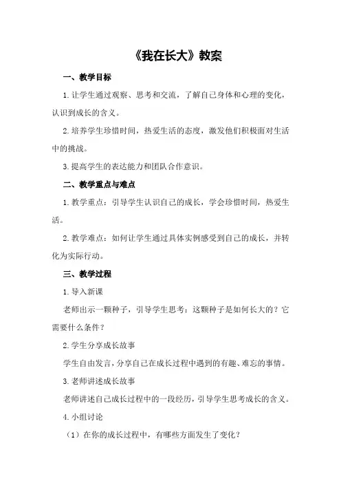 《我在长大》教案