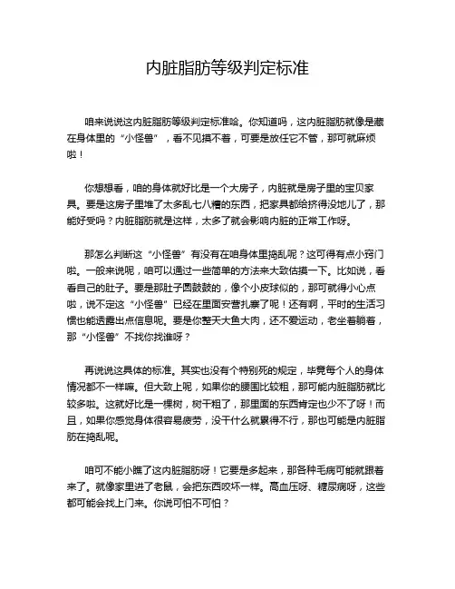 内脏脂肪等级判定标准
