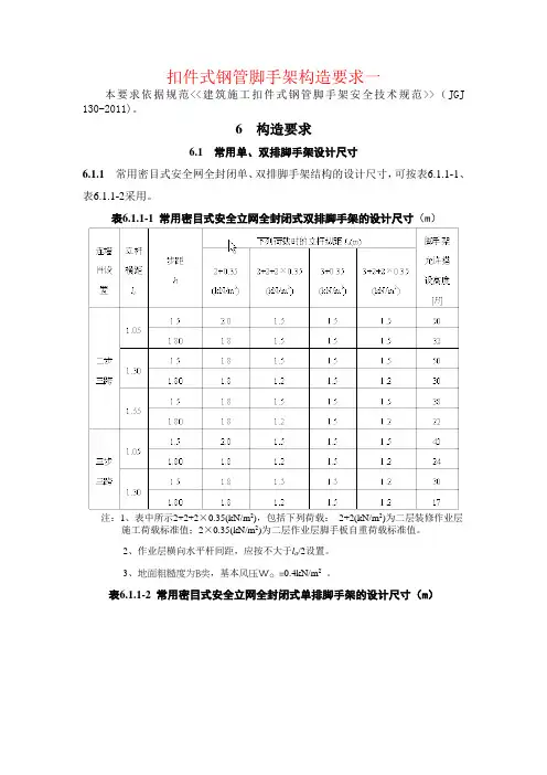 JGJ130-2011-建筑施工扣件式钢管脚手架安全技术规范