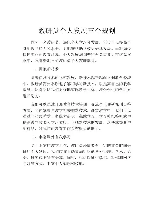 教研员个人发展三个规划