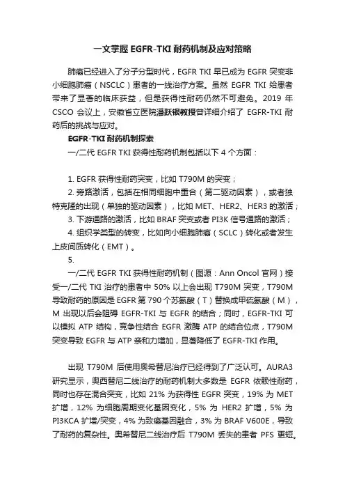 一文掌握EGFR-TKI耐药机制及应对策略