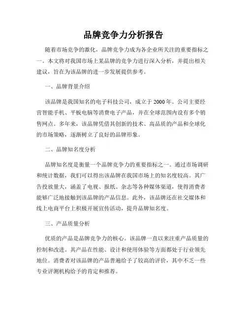 品牌竞争力分析报告