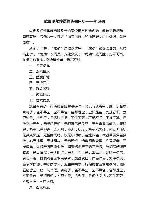 武当派秘传高级练劲内功——龙虎劲