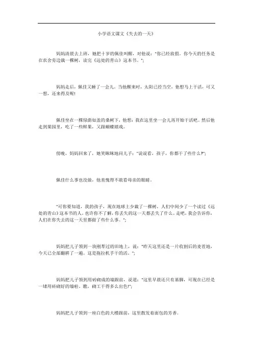 小学语文课文《失去的一天》
