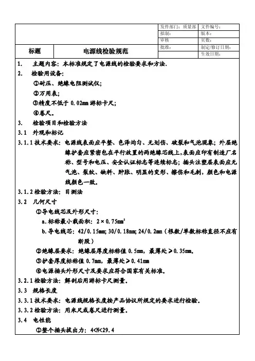 电源线检验规范