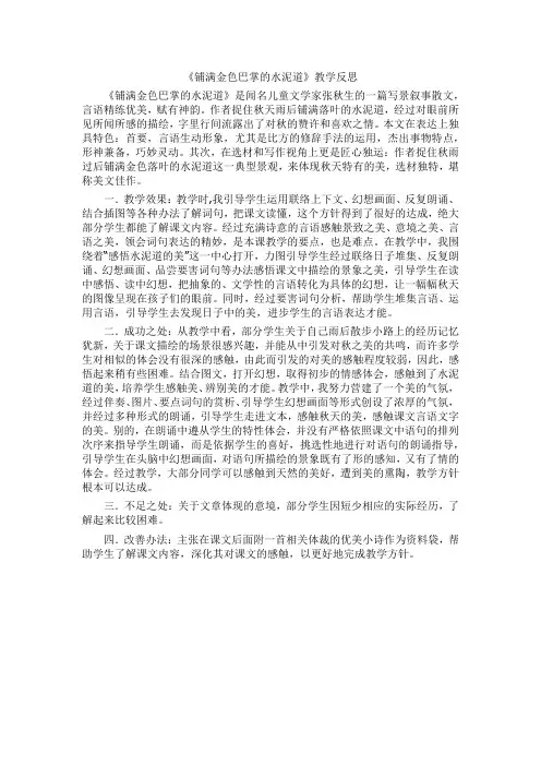 5 铺满金色巴掌的水泥道 教学反思3