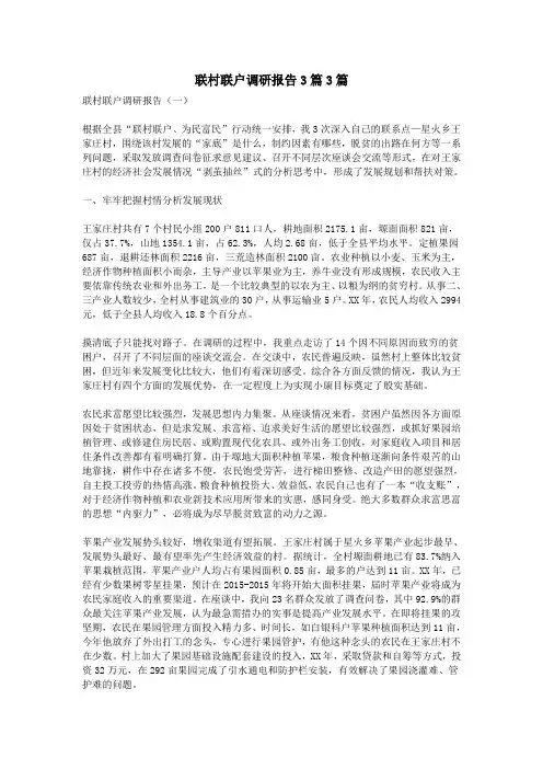 联村联户调研报告3篇3篇