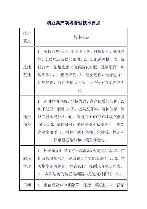 豌豆高产栽培管理技术要点