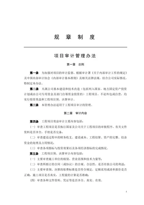 项目审计管理办法