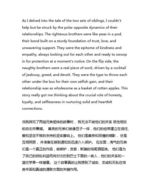 一对好兄弟和一对坏兄弟故事读后感
