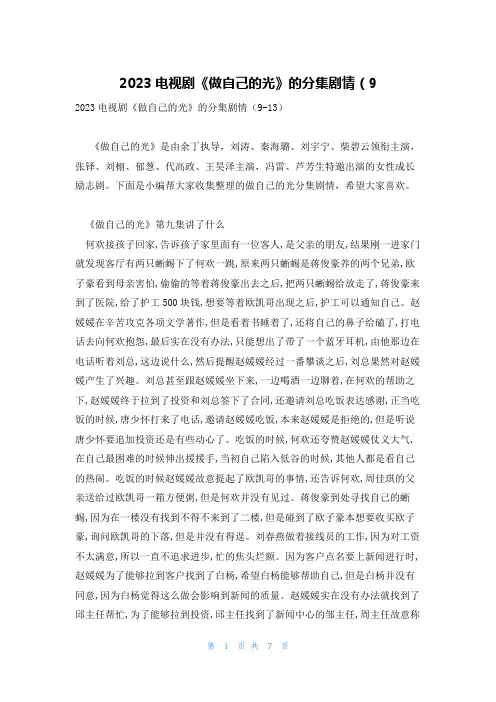 2023电视剧《做自己的光》的分集剧情(9