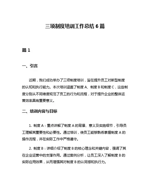 三项制度培训工作总结6篇
