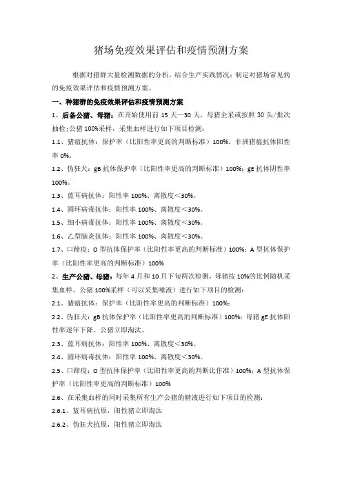 猪场免疫效果评估和疫情预测方案