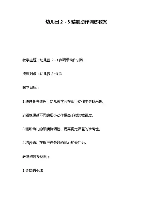 幼儿园2～3精细动作训练教案