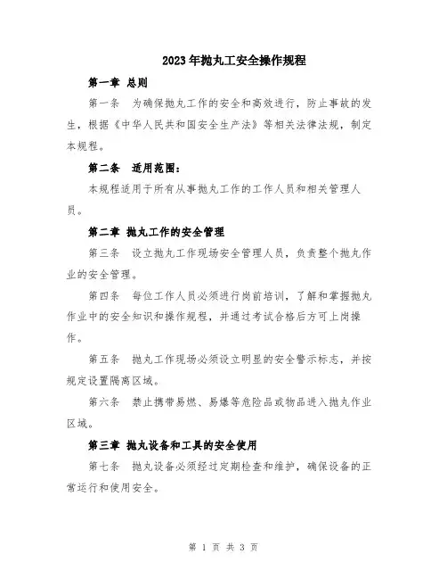 2023年抛丸工安全操作规程