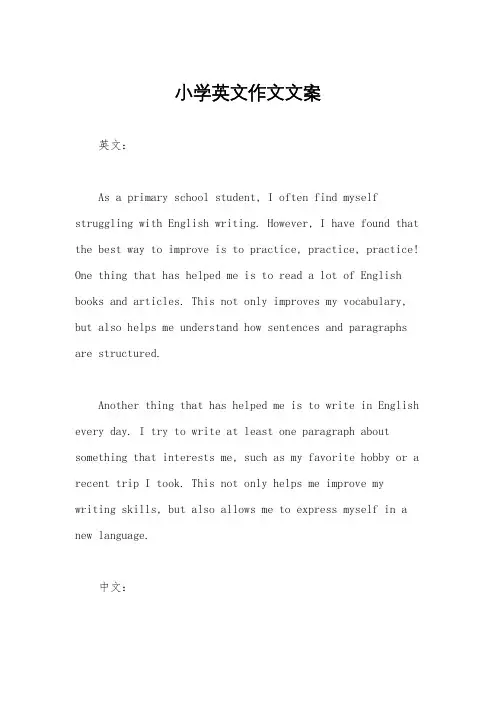 小学英文作文文案